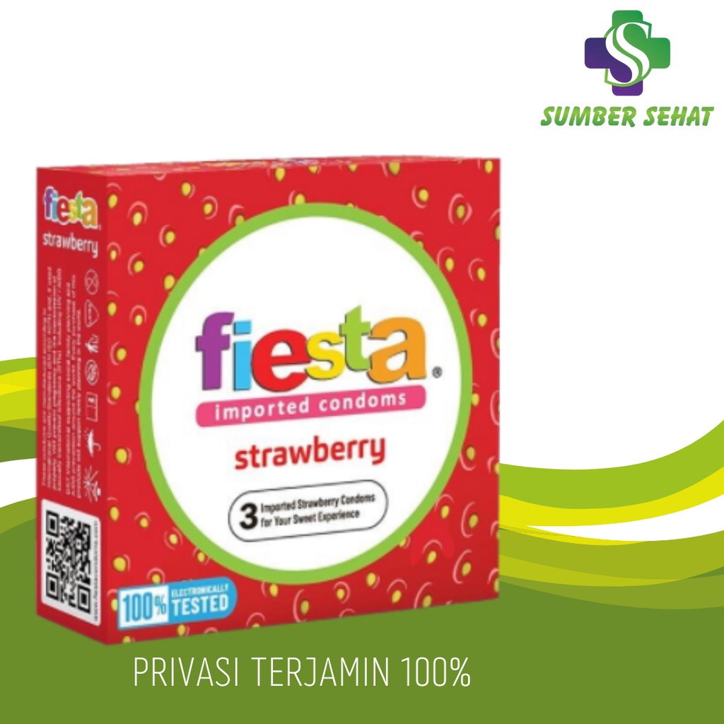 KONDOM FIESTA STRAWBERRY PAK 3 PCS