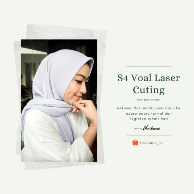 DHURKAMAI Hijab S4 VOAL DYA POLOS - Lasercut