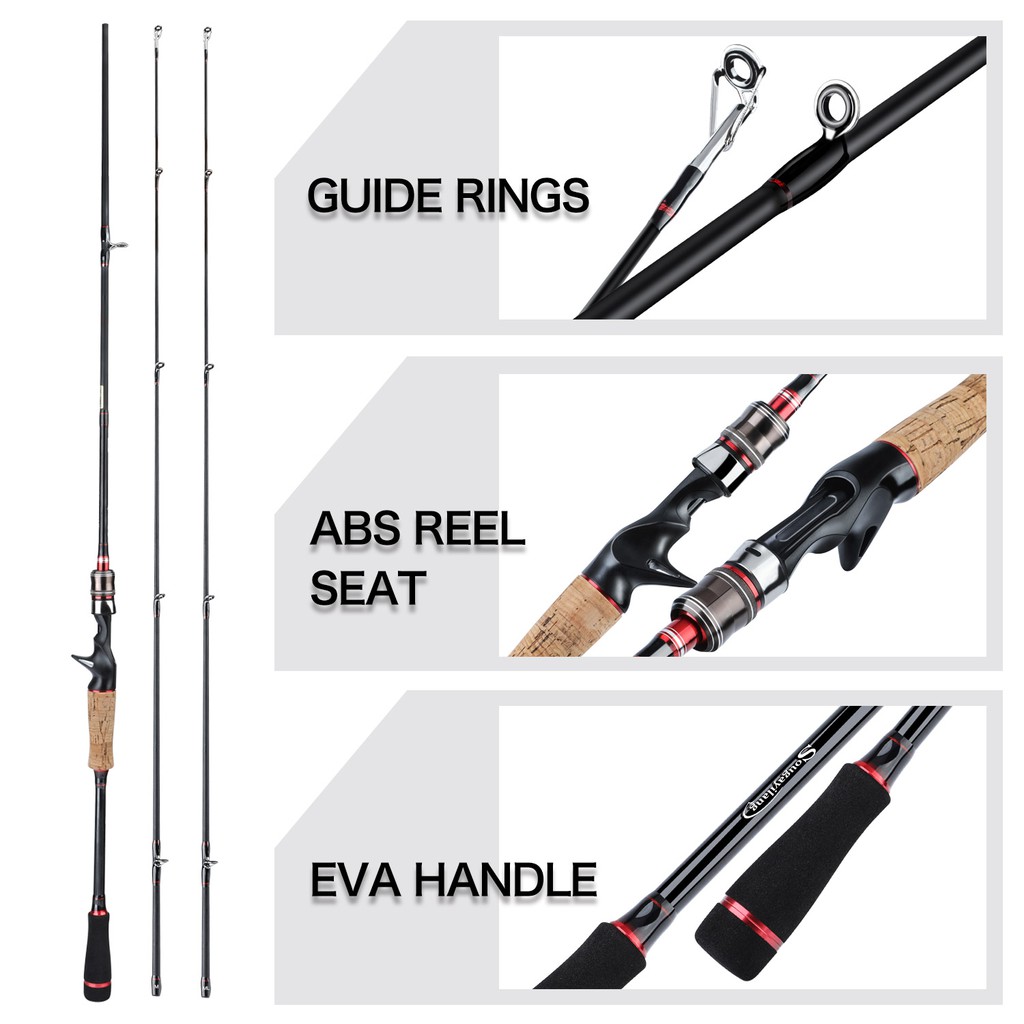 Sougayilang 2 Bagian Casting/Batang Pemintal Serat Karbon Tinggi Fishing Rod 2 Piece Power M dan L Fishing Pole