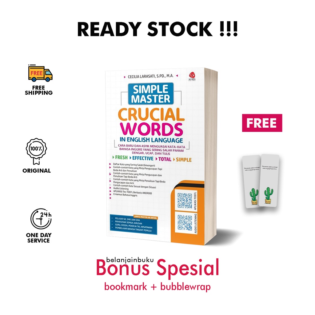 PAKET 3 BUKU SIMPLE MASTER GRAMMAR, CONVERSATION, & CRUCIAL WORDS Belajar Bahasa Inggris English-SM CRUCIAL SAJA