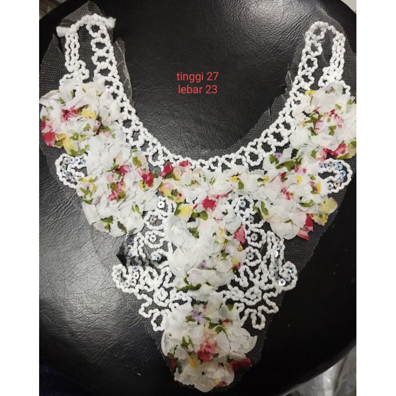 Renda bordir dada kembang renda kembang renda leher renda putih renda baju renda kain renda accesori