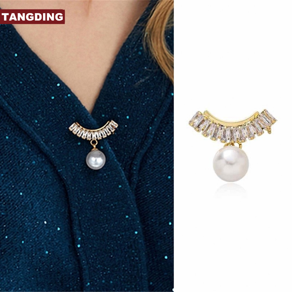 【COD Tangding】Bros Pin Mutiara Zircon Untuk Aksesoris Wanita