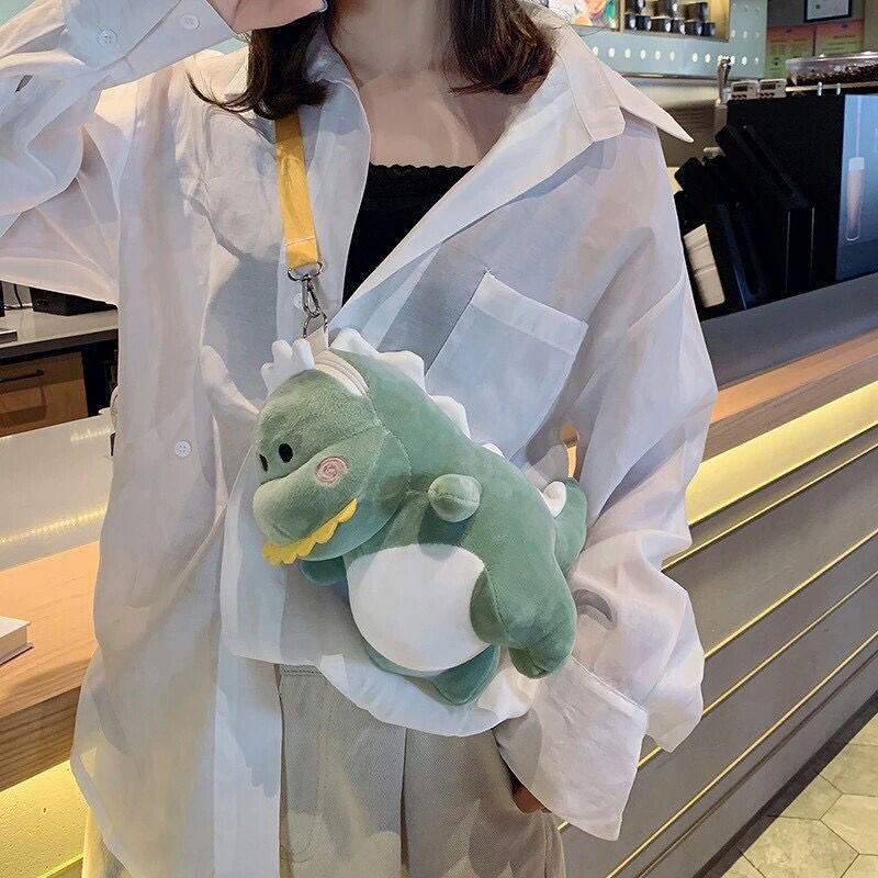 Tas Selempang bahu Wanita Motif Boneka Kartun Dinosaurus Lucu Korea Murah
