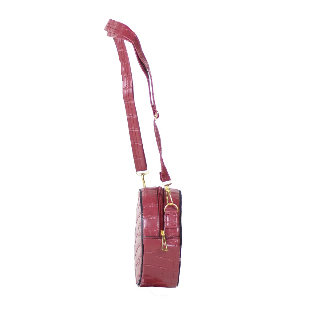 Tas Selempang Wanita Fashionable Bag Round Starvia Warna Maroon Nyaman Berkualitas Sling Bag Cantik