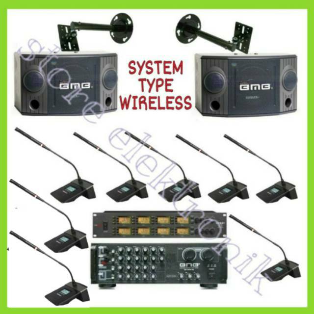 Paket Microphone Meja Conference System Wireless ASHLEY Mic 8 Unit and sound System BMB