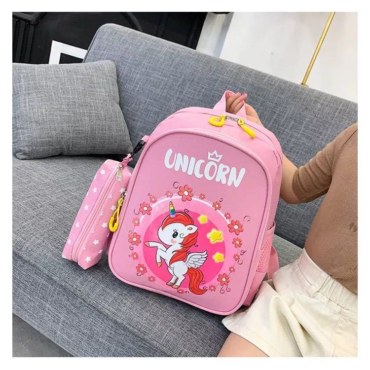 RB17 Tas Ransel Anak Perempuan Unicorn Crown Tas Sekolah Anak Paud TK SD SMP Backpack Anak Karakter