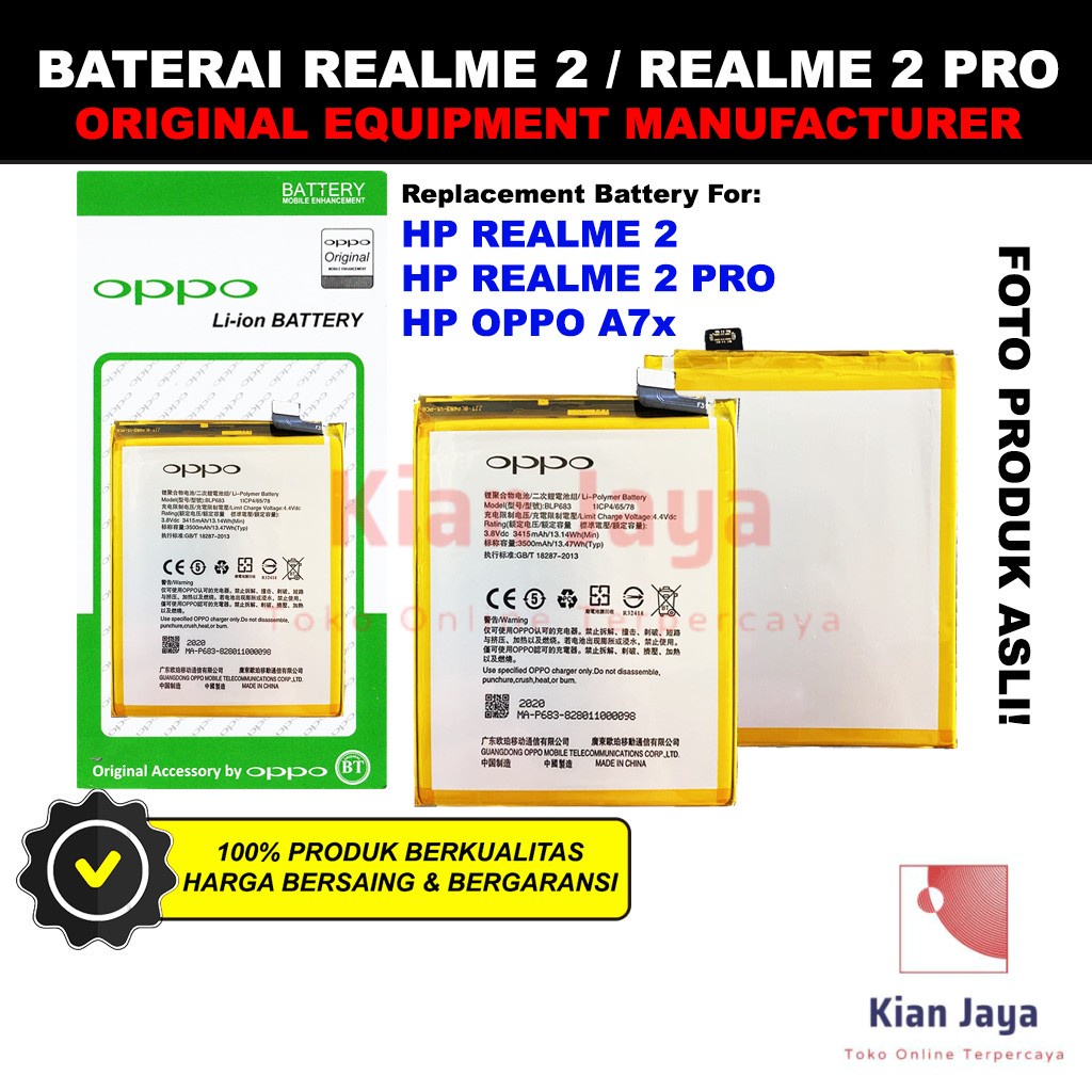 Baterai Realme 2 / 2 Pro / BLP683 Original OEM Batre Batrai Battery Hp Real Me BLP 683 Ori