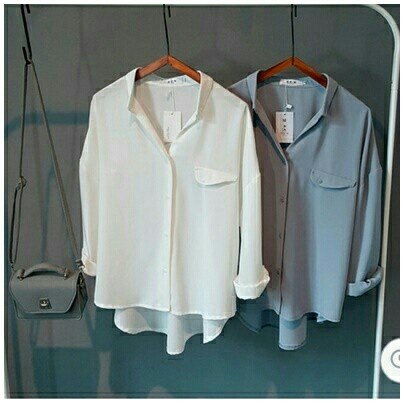 Kemeja korea polos murah cardinal baju kerja import W7F1 atasan branded motif shirt Terbaru katun le