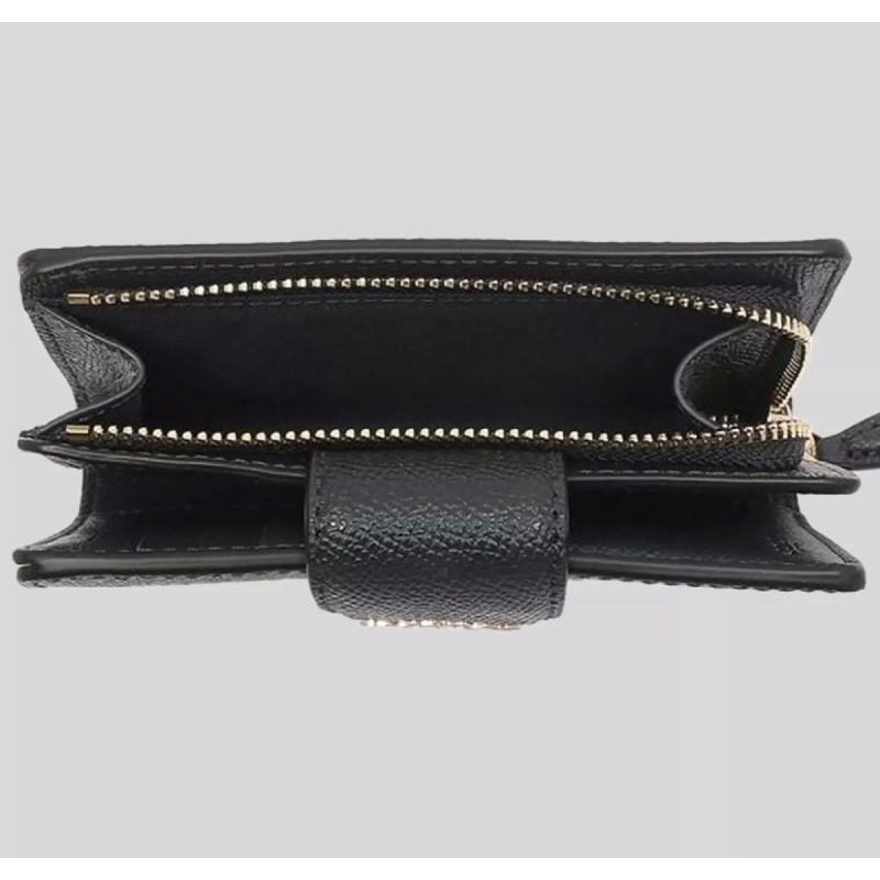 Coach Medium Corner Zip Wallet In Pebble Black