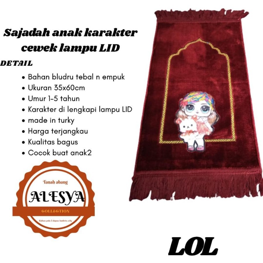 sajadah anak cewek karakter bahan beludru/harga best seller dan bisa bayar ditempat/COD