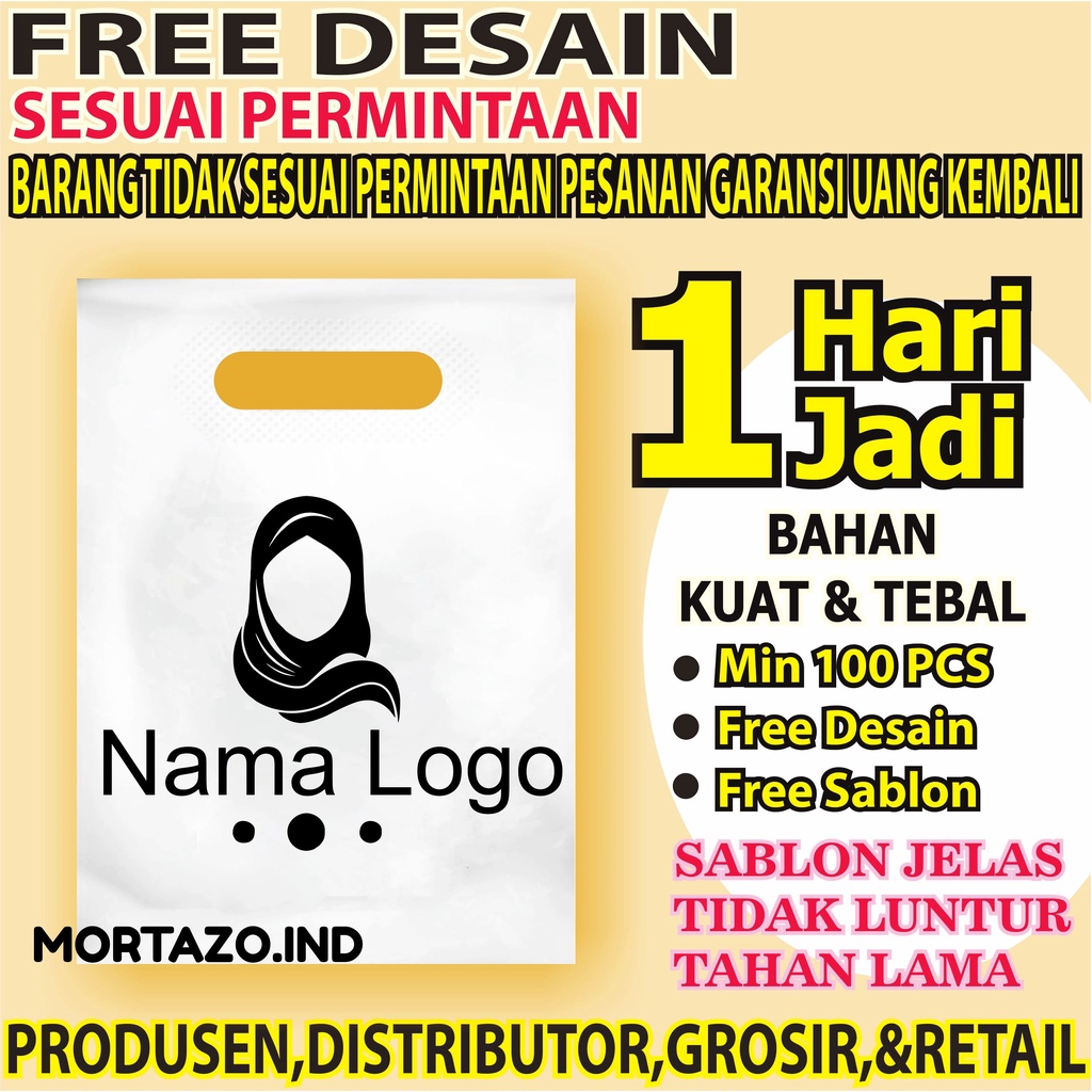 

Plastik Sablon Packing Olshop Plong Murah 25x35 Free Design