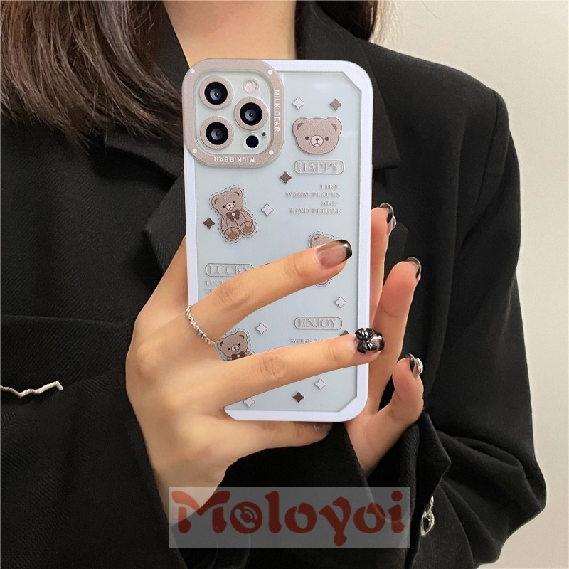 Soft Case Tpu Shockproof Motif Beruang Lucu Untuk Iphone 7 8 Plus 13 Pro Max 11 12 X Xs Max Xr 6 6S Plus