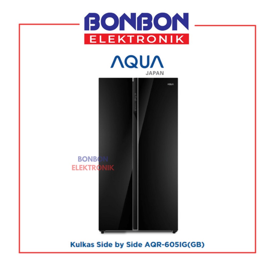 AQUA Kulkas 2 Pintu Side by Side Inverter AQR-605IG(GB) Glass 542L