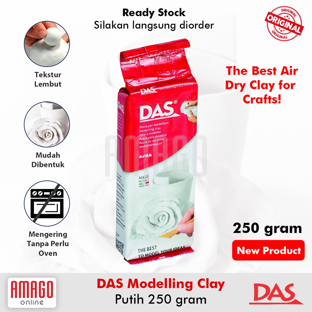 Das Modelling Clay kecil White Putih Tanah Liat Kerajinan Tangan Untuk Prakarya Tanpa Oven Best Air Dry Clay250 gram - 348400