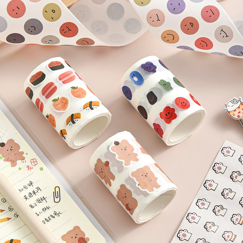 Stiker Kertasselotip Washi Gambar Wajah Beruang Tersenyum Lucu Untuk Jurnal