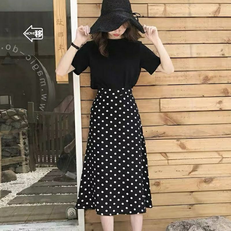 ROK MIDI POLKADOT / LUSIANA POLKA MIDI SKIRT / ROK POLKADOT MIDI HIJABER / Rok hijaber