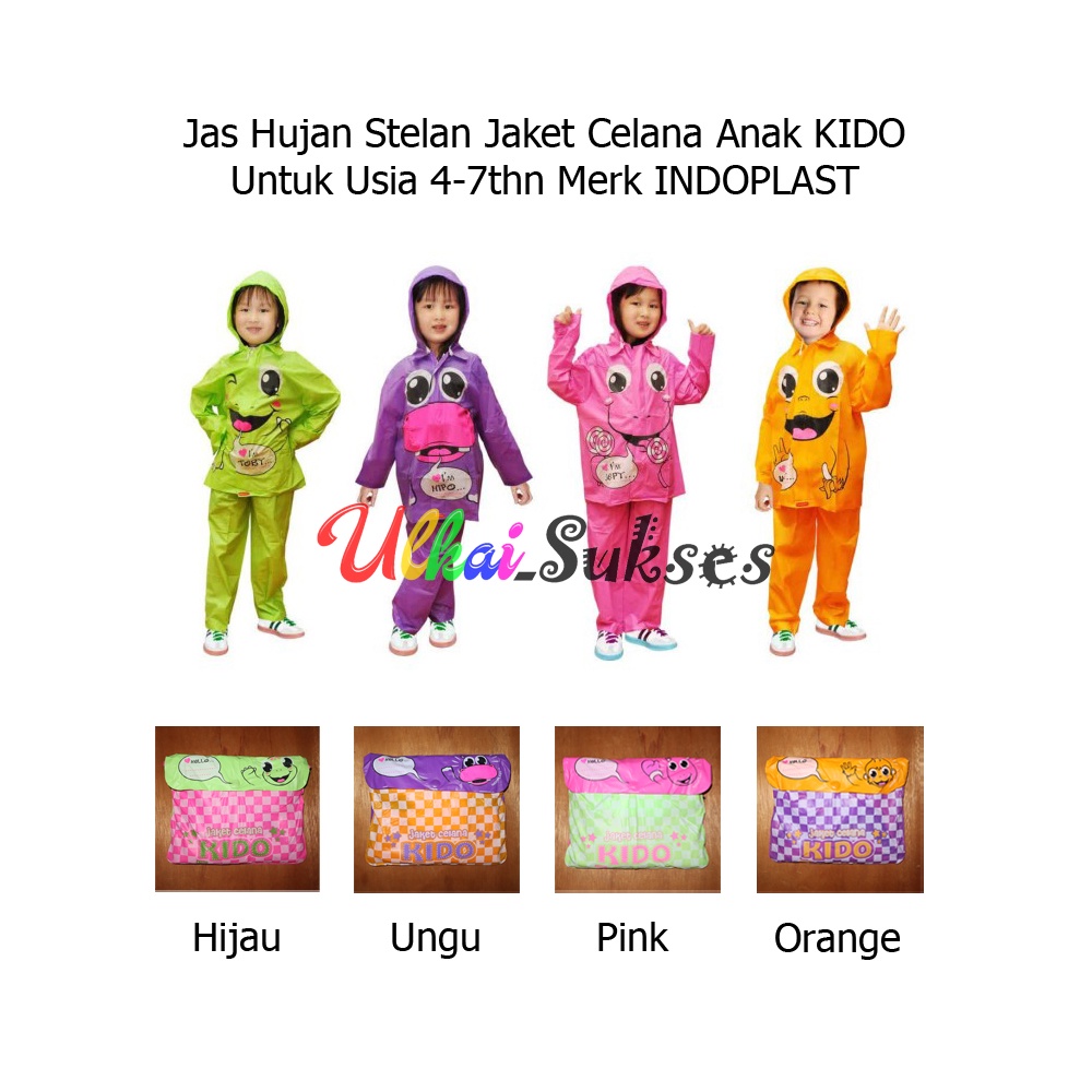 Jas Hujan Raincoat Setelan Jaket Celana Anak l Kido l Mantel Hujan Anak Model Lucu Jaket Celana Pria Wanita Kualitas Bagus Murah