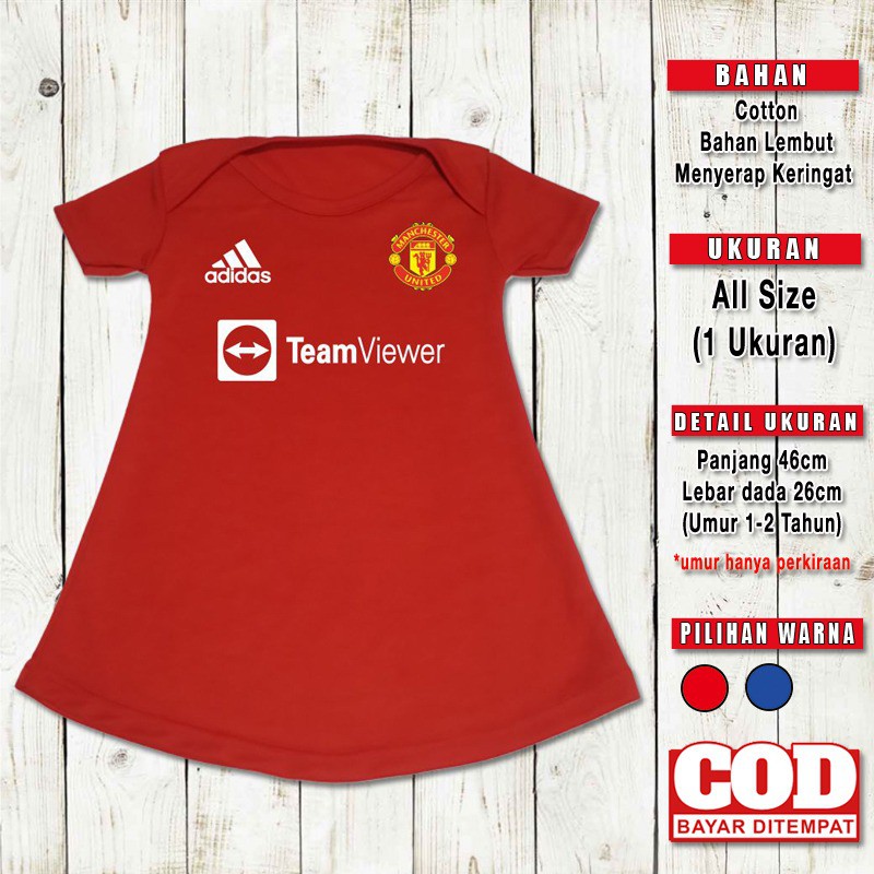 Dress Anak Perempuan Bola M--U 21/22 Pakaian Bayi Baju Bola Anak Jersey Cewek 1 tahun - 2 tahun Kado