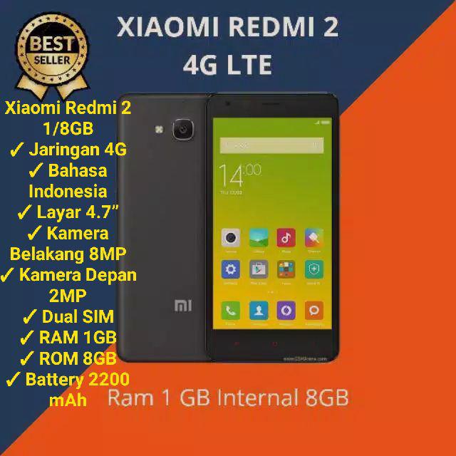 HP ANDROID MURAH Xiaomi Redmi Note 2 4G Ram 2/16GB GRATIS SOFTCASE-TYPE REDMI2 1/8BLACK