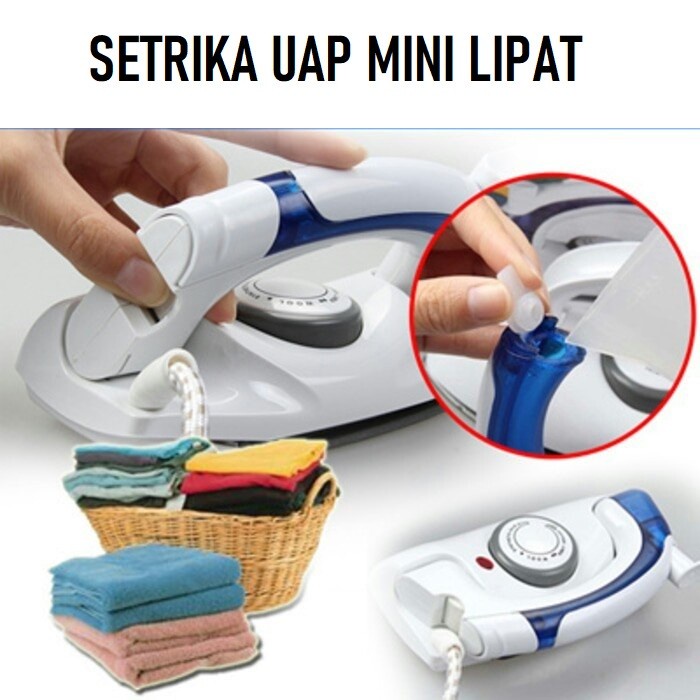 Setrika Uap Lipat Mini Portable Praktis Steam Iron Travel Steamer(J1T8) Setlika Uap Portable Dry Set