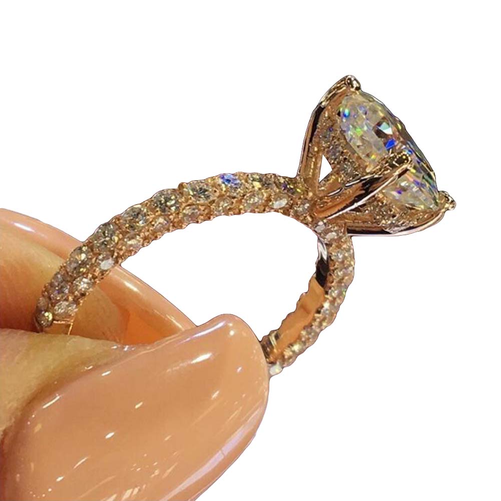 Hu Hu Hu Hu Hu Alat Bantu Pasang Kacamata♡ Cincin Wanita Hias Berlian Imitasi Bulat Glitter Untuk Pernikahanhadiah