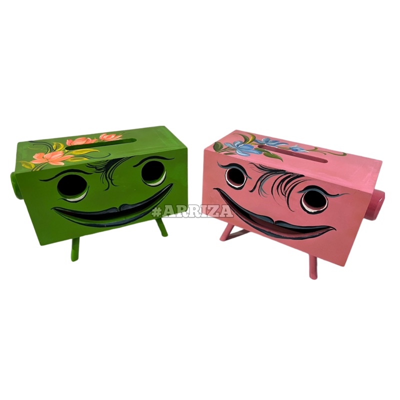 TEMPAT TISU / KOTAK TISSU / TISSUE BOX KAYU JATI MODEL SMILE SPONGEBOOB WARNA