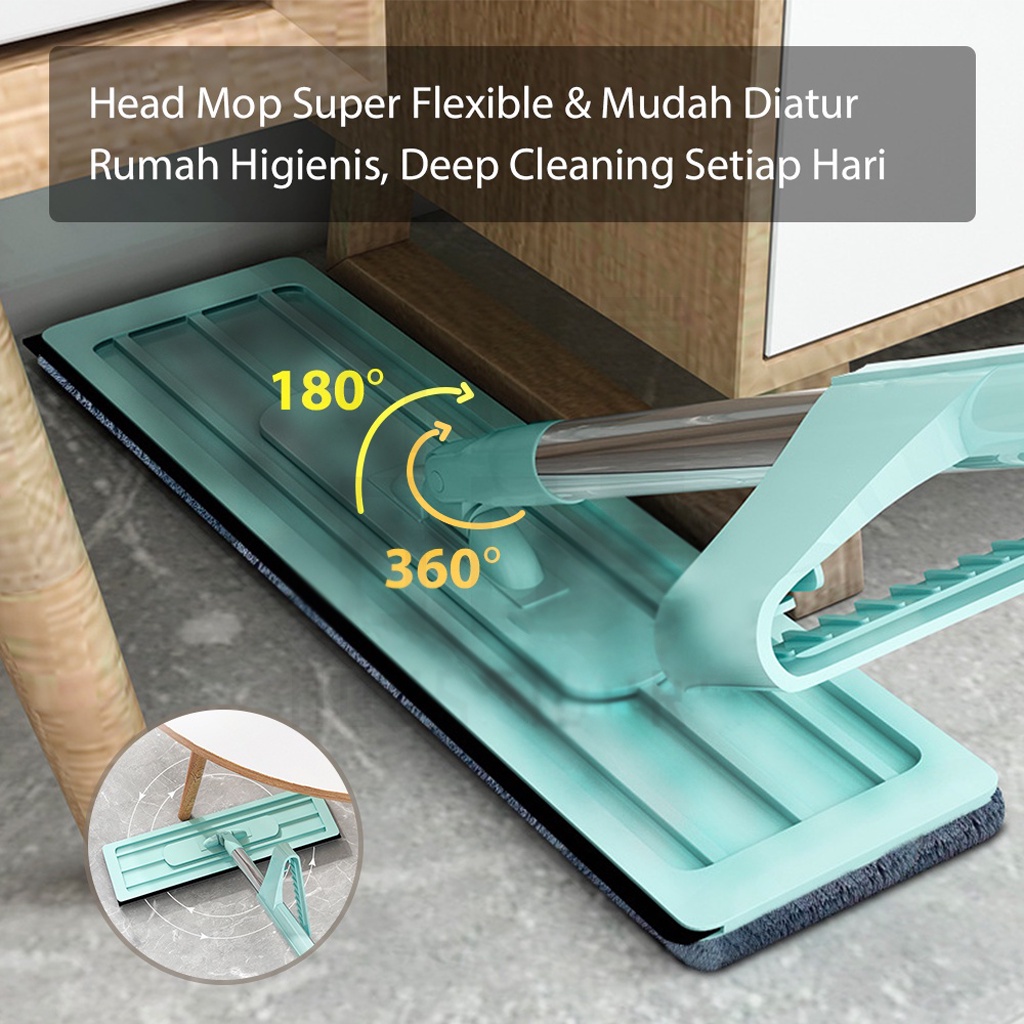 MurmerOfficial Alat Pel Lantai Tarik Microfiber Ultra Mop / Lap Pel / Alat Pel Praktis / Mop Foldable Alat Pel Lantai Dapat Diputar R833