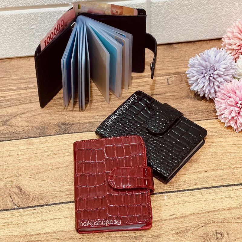 real pick dompet kartu kacing krokodil 14 slot kartu 1 slot uang