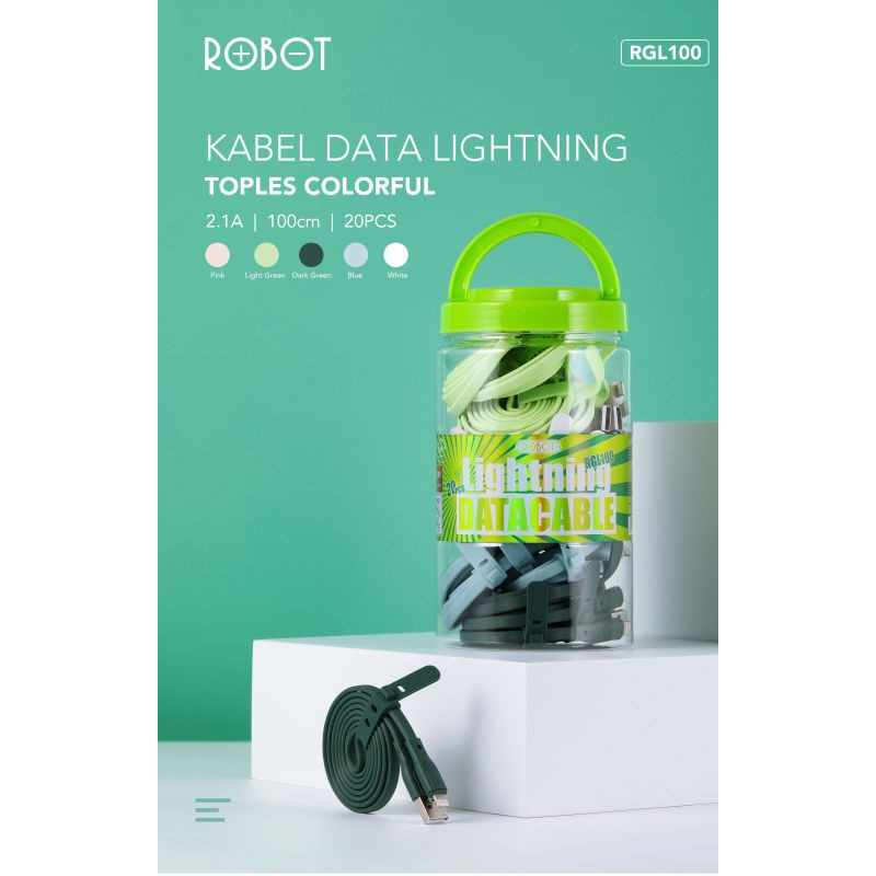 Kabel Data Robot RGM100 Micro USB 2.1A 100cm Fast Charging