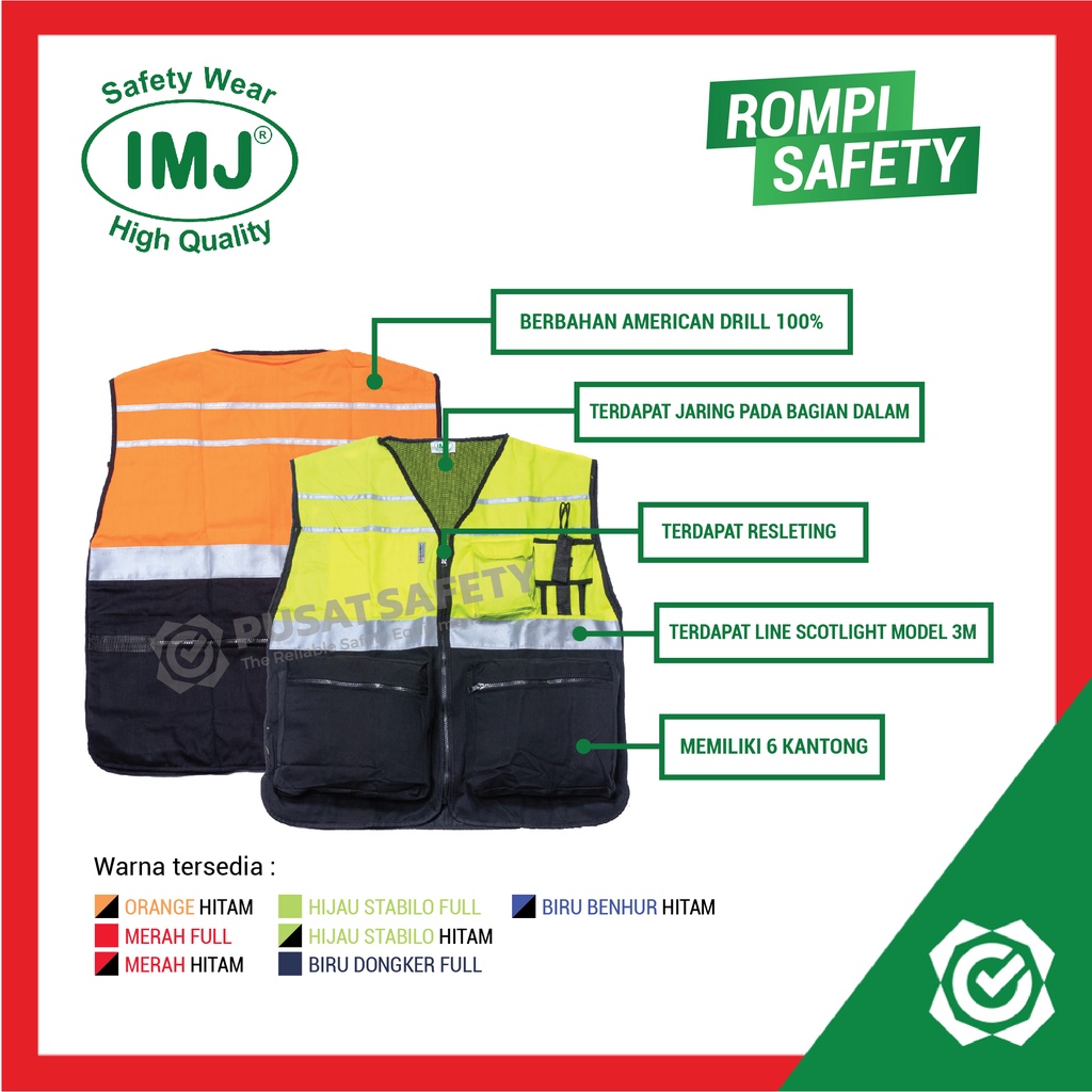 Rompi Safety Kombinasi 3M Proyek Lapangan Scotlight IMJ