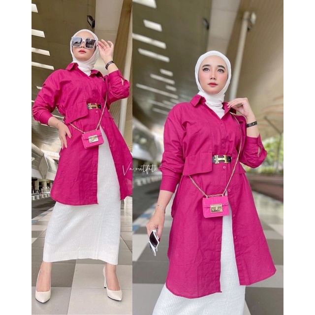 PREMIUM BELA TUNIK / ATASAN WANITA FULL KANCING BUSUI