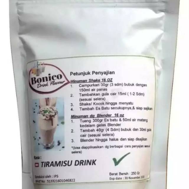 

bonico TIRAMISU 120gr bubuk minuman ice blend drink plavour powder