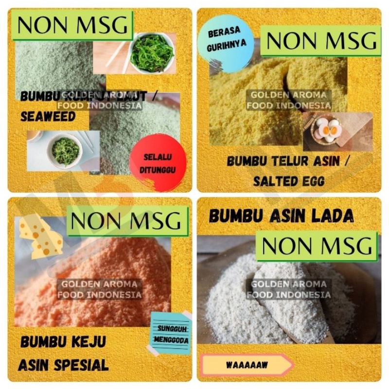 

Bumbu Tabur Non MSG Premium Bubuk Seaweed Keju Telur Asin Salted