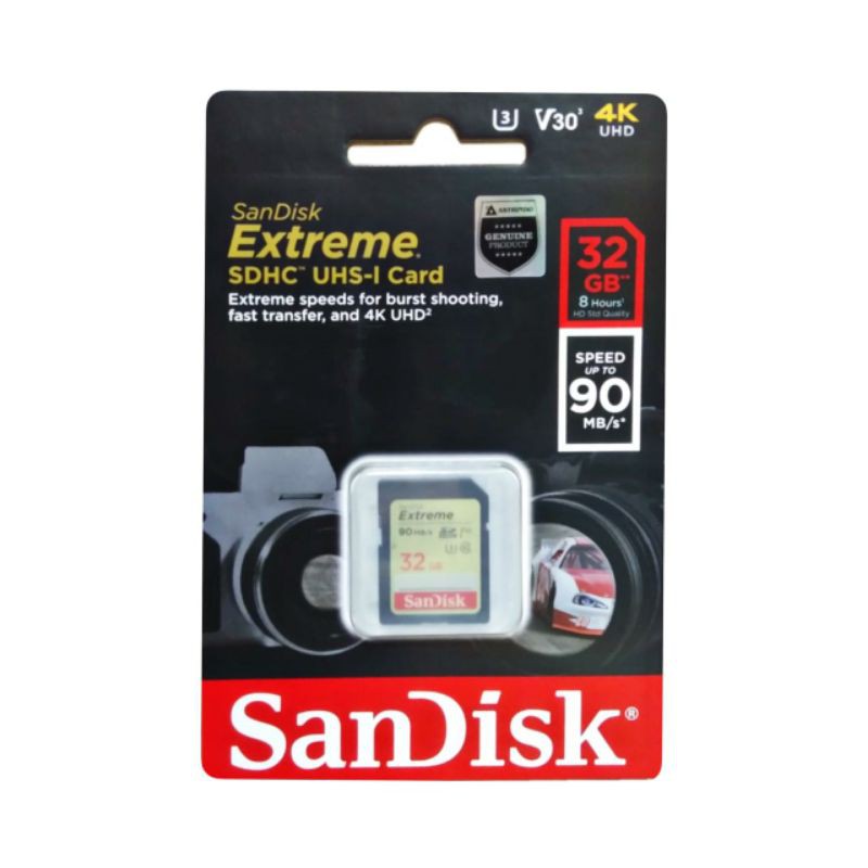 Sandisk Extreme SDHC 32GB 90Mb/s Memory Card Kamera 32GB