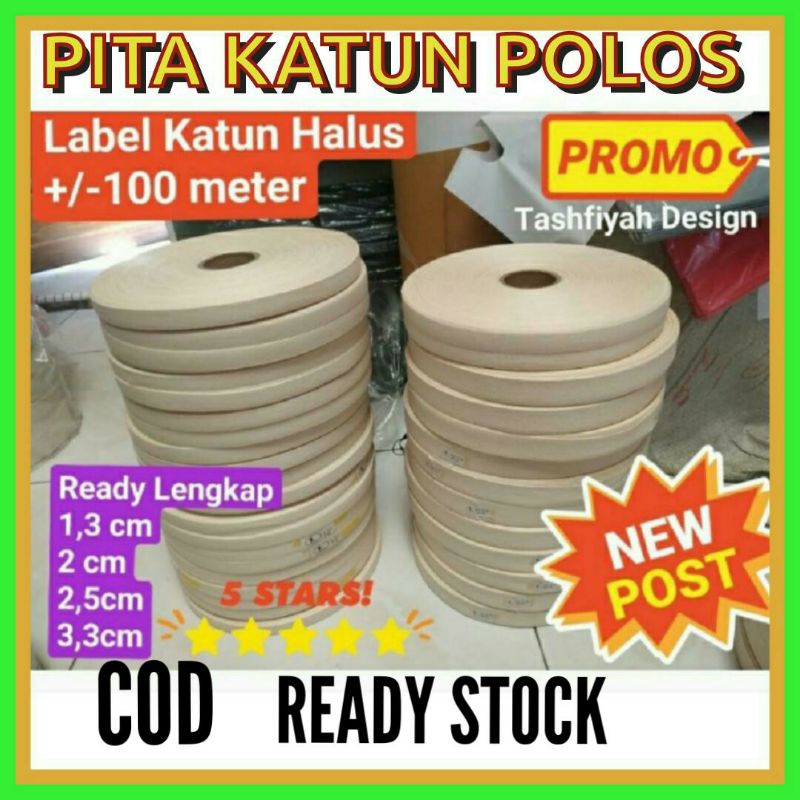 

Pita Katun Label Hijab Label Baju Label katun halus 1,3 cm 100 meter