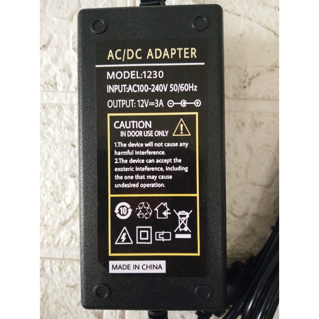 AC/DC ADAPTER 12V 3A model : 1230  Jek DC 5.5mm X 2.1mm - 2.5mm