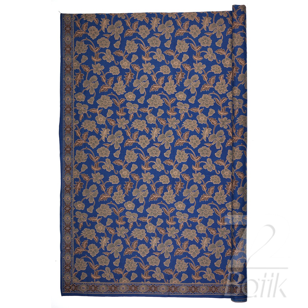 KAIN BATIK PREMIUM Bahan Katun Motif Kembang Setaman Warna Biru Blue 729044 Cap 72 Jarik Jarit Samping Kebat Panjang Batik Katun Modern Premium Bahan Seragam Batik Pernikahan Kantor Keluarga Murah Kamen Jadi Batik Bali Lembaran