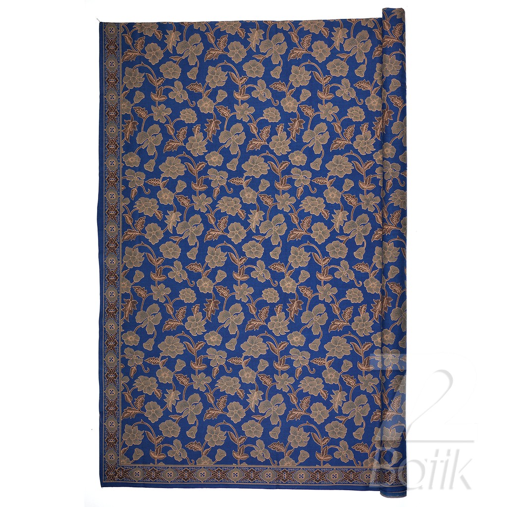 KAIN BATIK PREMIUM Bahan Katun Motif Kembang Setaman Warna Biru Blue 729968 Cap 72 Jarik Jarit Samping Kebat Panjang Batik Katun Modern Premium Bahan Seragam Batik Pernikahan Kantor Keluarga Murah Kamen Jadi Batik Bali Lembaran