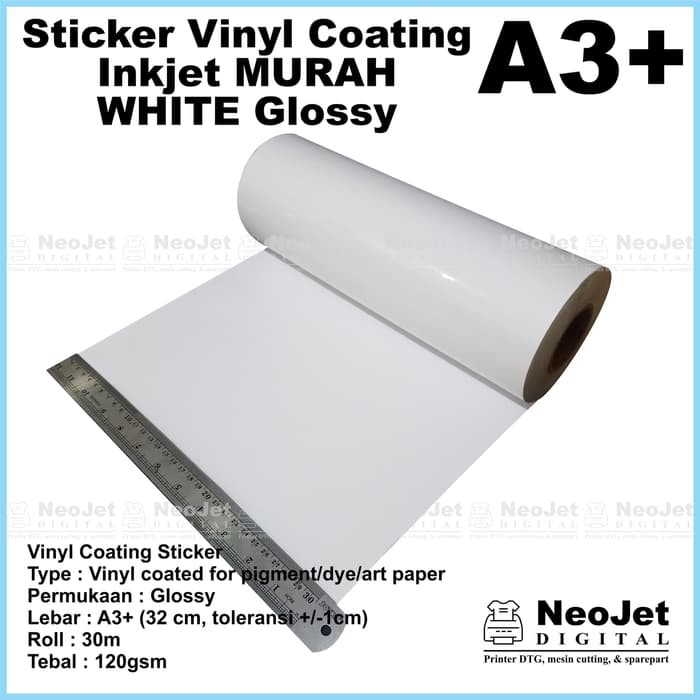 

Terlaris Vinyl Coating Sticker For Inkjet Printer 30 m White Gloss A3+ Elegan