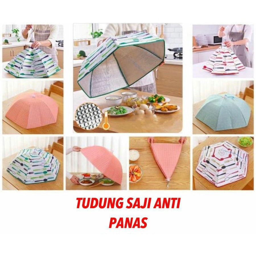 TUDUNG SAJI anti Panas 37x37x15 Penutup Makan Aluminium Foil Kotak Lipat