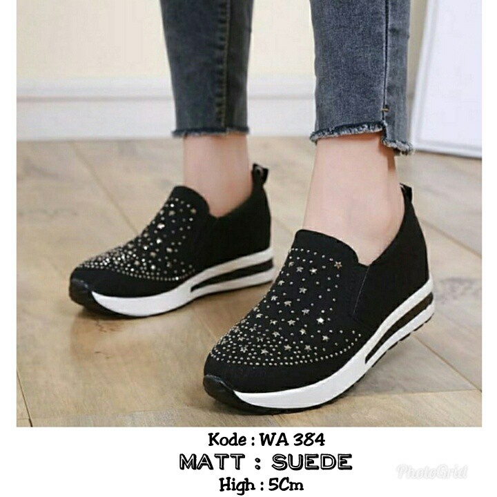 SLIP ON SNEAKER - A (WA 384) MERAH / HITAM - 2 WARNA