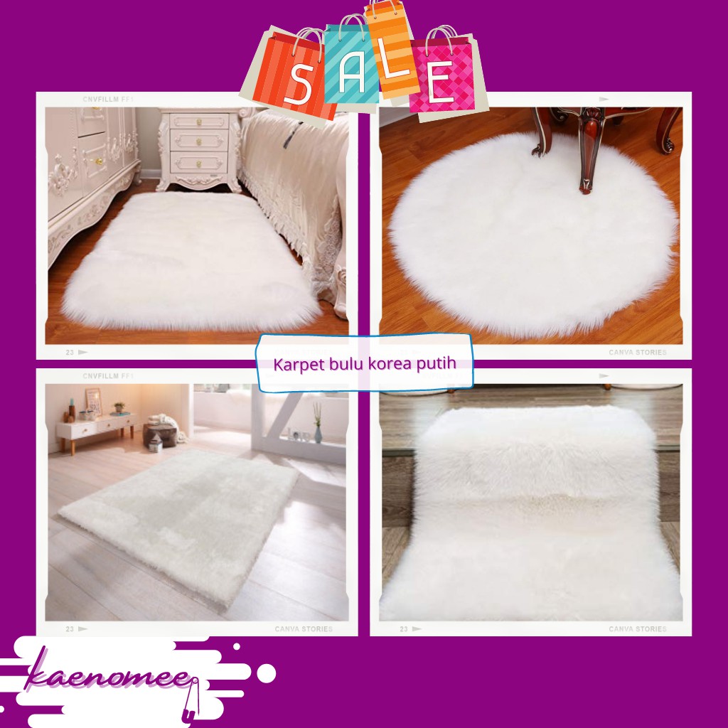 Kaenomee- Karpet bulu korea putih bulu panjang sebagai alas foto bulu atau karpet lantai bulu