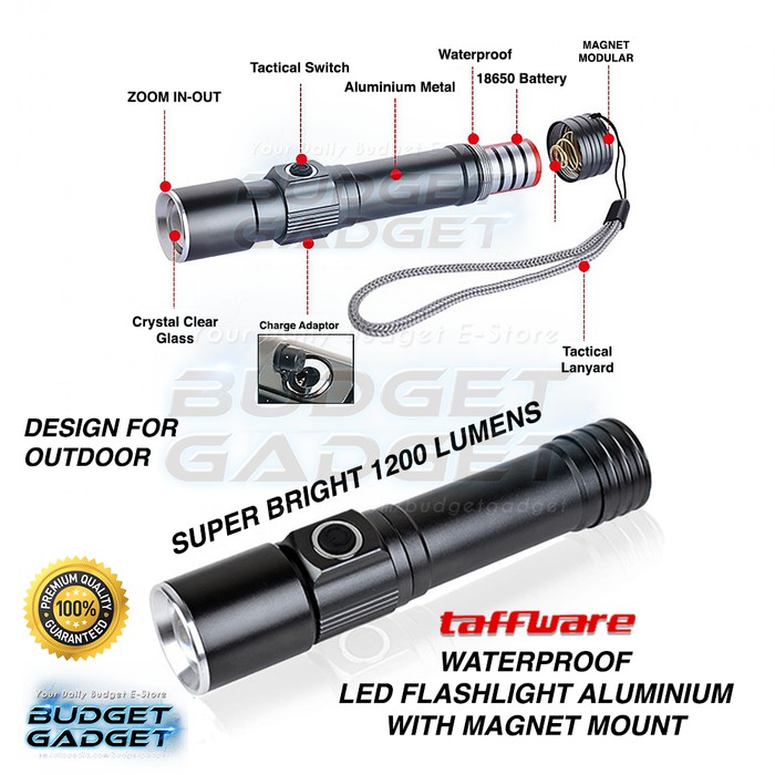 Promo Terbaik Taffware Senter LED Mini 18650 Charge Waterproof with Magnet Bukan Kaleng - Kaleng