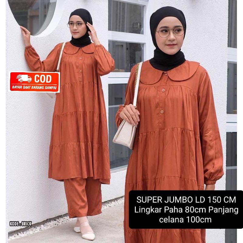 LONG TUNIK JUMBO LD 150CM BUSUI FRIENDLY PIYAMA RAYON VISCOSE DAILY SET JUMBO PAKAIAN WANITA JUMBO S