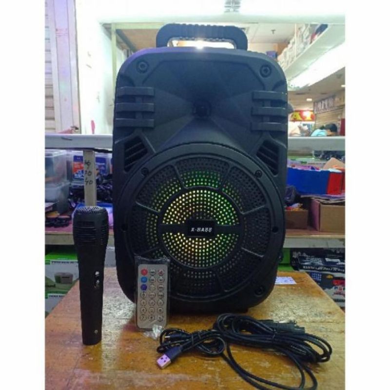 COD SPEAKER BLUETOOTH 8'5 INCH FLECO F-8609 LED  PLUS MIC KARAOKE X-BASS//SPEAKER KARAOKE//SPEAKER SALON AKTIF//SPEAKER FLECO X-BASS//SPEAKER WIRELESS