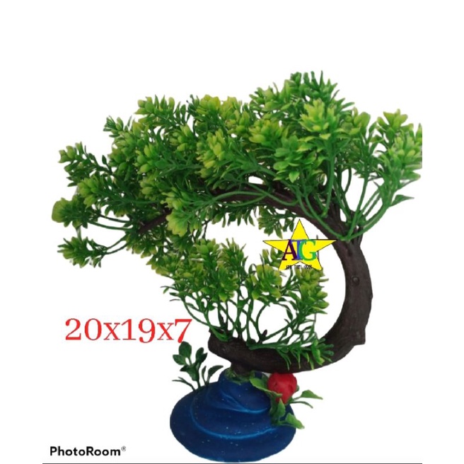 Hiasan aquarium pohon bonsai plastik i aquarium