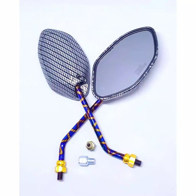 SPION BLUE XXX CARBON Tangkai Panjang Honda Beat FI Vario Scoopy supra x supra-spion beat