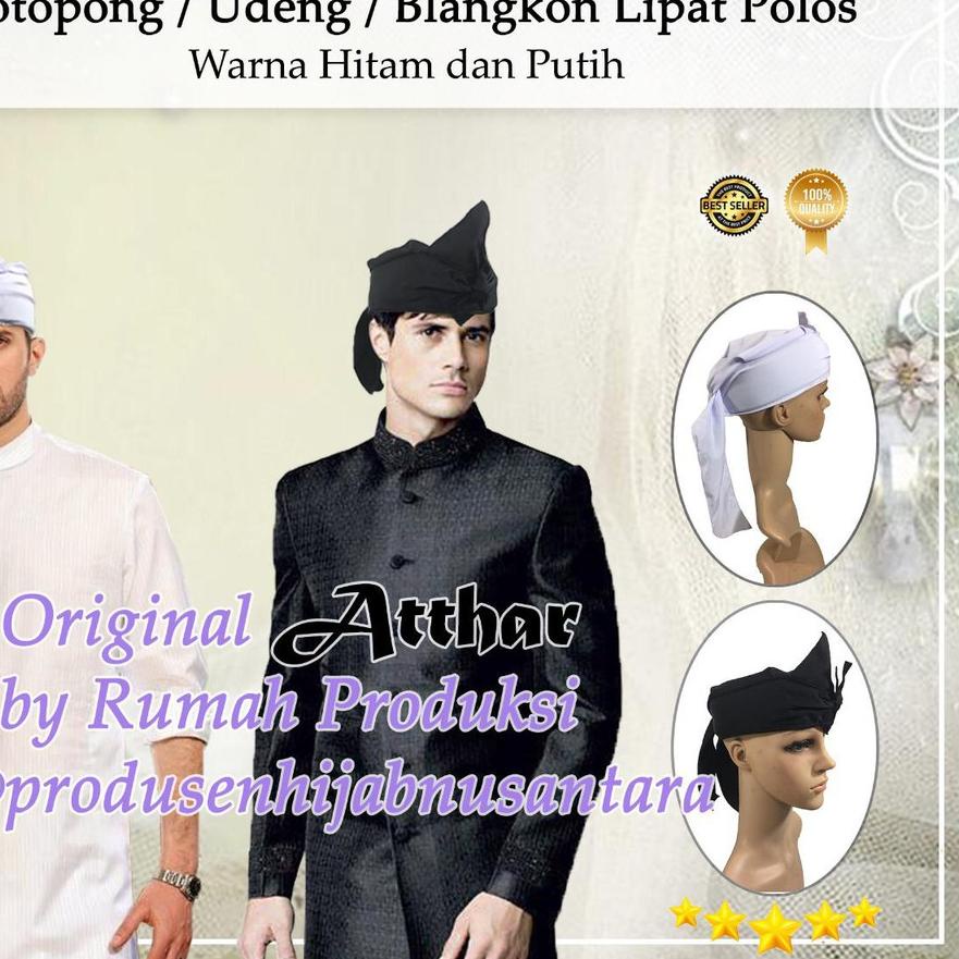 ✩ Iket Kepala Full Jawa Sunda Bali, Totopong Udeng Lipat Polos Warna Hitam dan Putih ♢