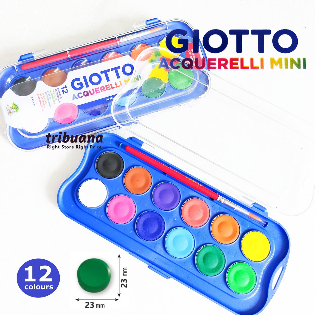 

MINI Giotto Acquerelli 12 Warna (Water Color Cake /Cat Air) / Watercolor Giotto 23mm