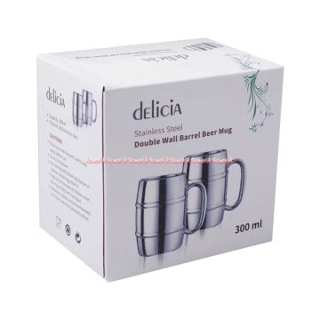 Delicia Stainless Stell Double Wall Barrel Mug 300mL Gelas Tempat Minum Stainless Steal Delisia Barel